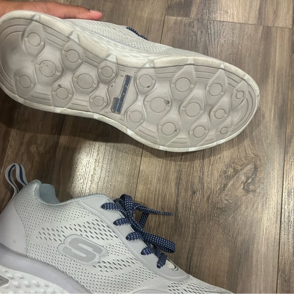 Skechers Blue and White Steel Toe Sneakers with Athletic Design - Picture 4 of 4